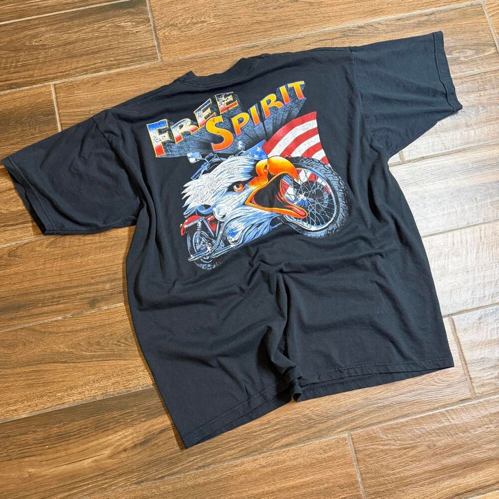 Free Spirit Eagle Motorcycle Biker Graphic T-Shirt